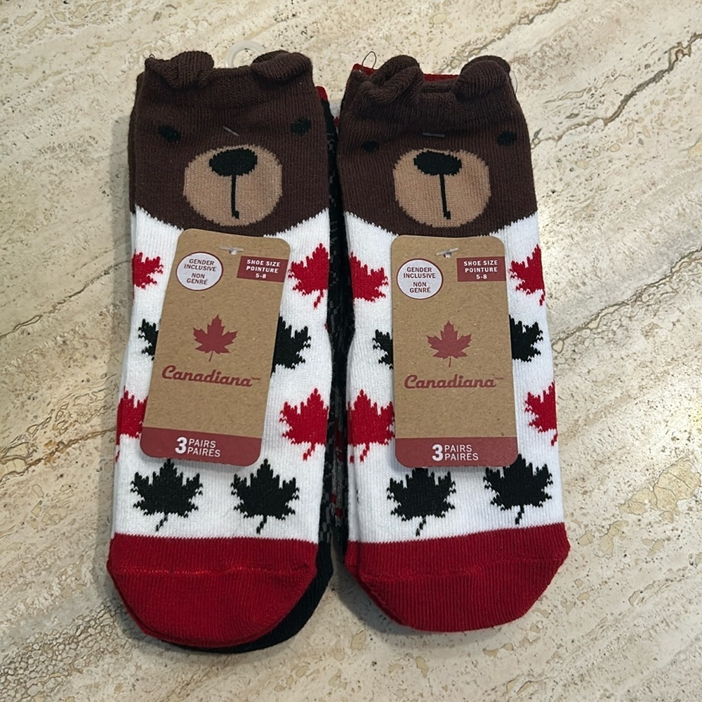 NWT lot of six pairs of Canada baby socks size 5-8